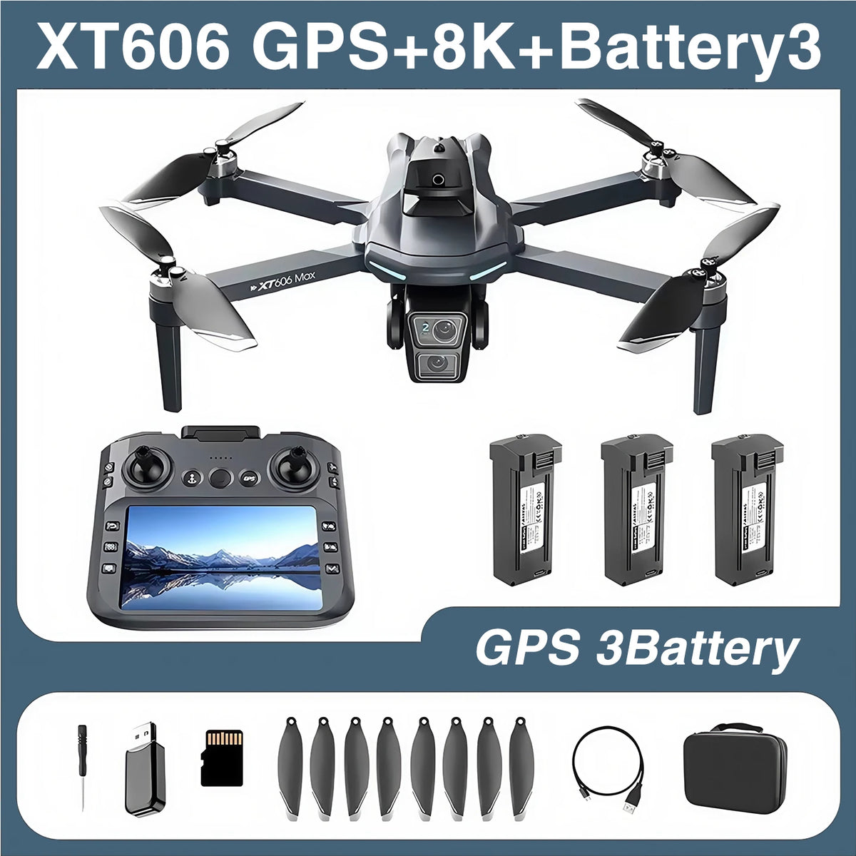 XT606 MAX 3 battery Drone 4k 8K HD Professional Camera FPV Wish Screen Drone 360° Obstacle Avoidance Quadcopter Toys Dron gifts