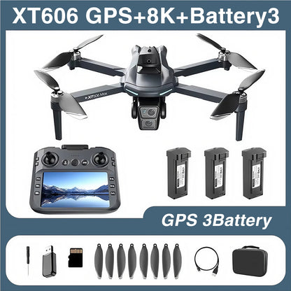 XT606 MAX 3 battery Drone 4k 8K HD Professional Camera FPV Wish Screen Drone 360° Obstacle Avoidance Quadcopter Toys Dron gifts