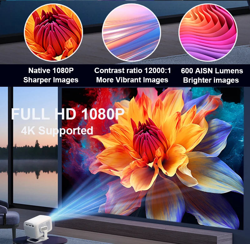 2026 Huaweishi X3 Plus Projector Android 4K Native Portable 1080P Auto Focus Video Home Cinema Outdoor HD LED HY320 Projetor