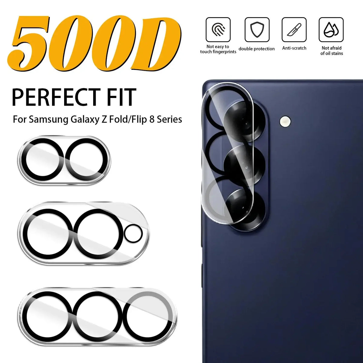 5-1PCS 3D Camera Lens Protector for Samsung Galaxy Z Fold 8 Wide Ultra Flip 8 HD Tempered Glass Lens Cover 9h Anti-Scratch Film