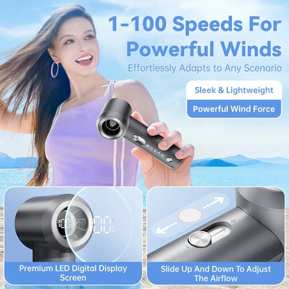 MUXNW Mini Portable Handheld Fan, 16800RPM 100-Speed Display, Safety Lock, 1800mAh Rechargeable