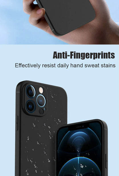 Luxury Black Silicone Matte Phone Case For iPhone 11 12 13 14 15 16 Pro Max 15 Plus 12 Mini 16E Xr X Xs Max Back Cover Soft Case