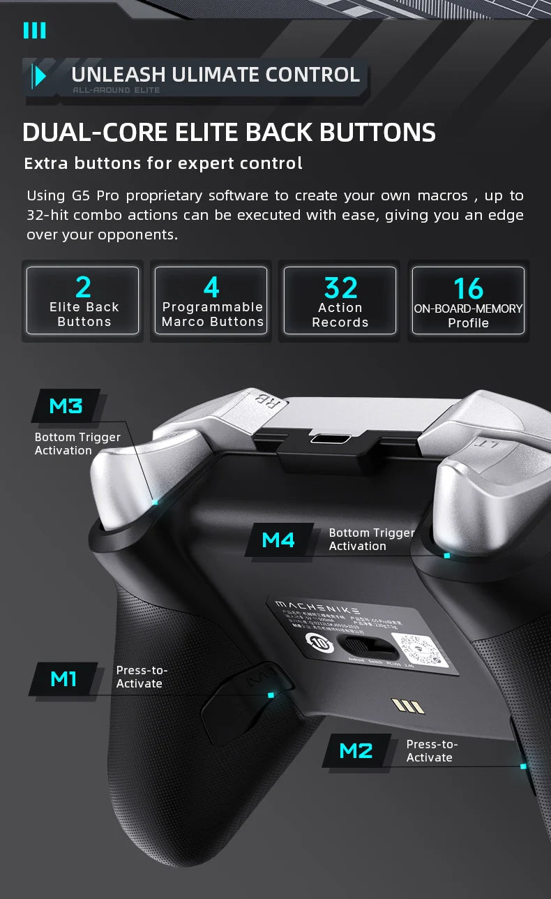 Machenike Gamepad Wireless Gaming Controller G5 Pro Elite Hall Trigger Joystick Mecha-Tactile Buttons For Switch PC Android IOS