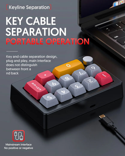 13 Key Macro Programmable Fully Hot Swappable Mechanical Switch 7 Color RGB Light Gaming Mini Keyboard