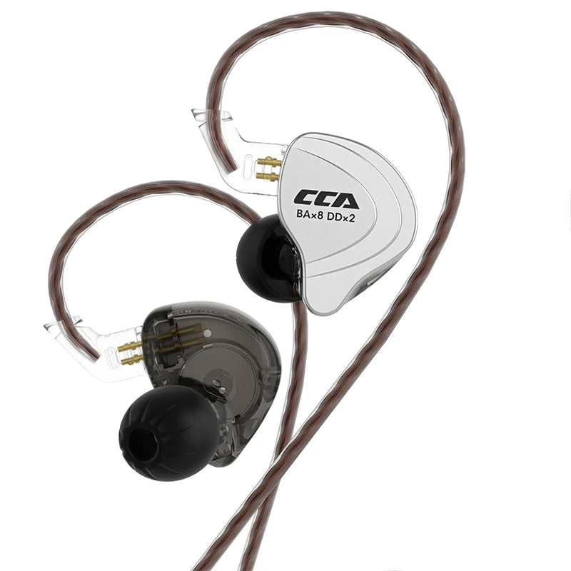 CCA-C10 HiFi Headphones 4BA+1DD Hybrid Technology Music Sports Gaming Earphones Detachable Cable 2pin 0.75mm Wired Earbuds