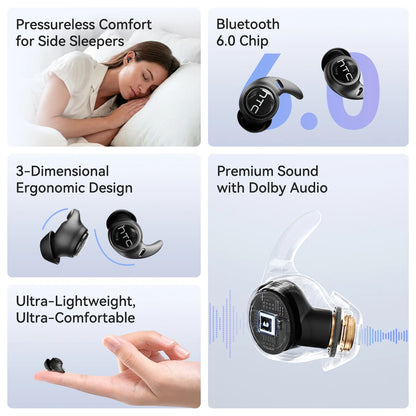 Sleeping Earphones HTC NE76 AI Translation Earbuds Wireless Bluetooth Noise Reduction HIFI Music Stereo Sound Headphones