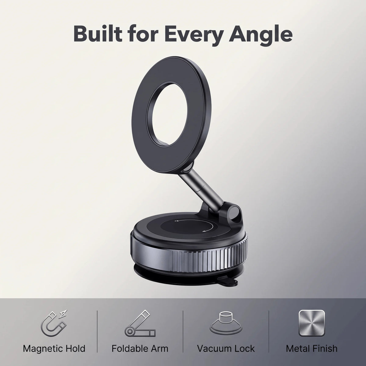 Vacuum Suction MagSafe Magnetic Phone Holder, 360° Rotatable Foldable Car Mount for Dashboard Glass Desk Multi-scene Use