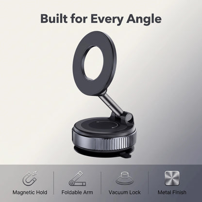 Vacuum Suction MagSafe Magnetic Phone Holder, 360° Rotatable Foldable Car Mount for Dashboard Glass Desk Multi-scene Use