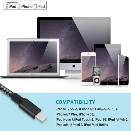 LAIHONEN MFi Certified 1PC/3PCS 10FT USB‑A to Lightning Cable Fast Charging Data Cord for iPhone 14 13 12 X XR