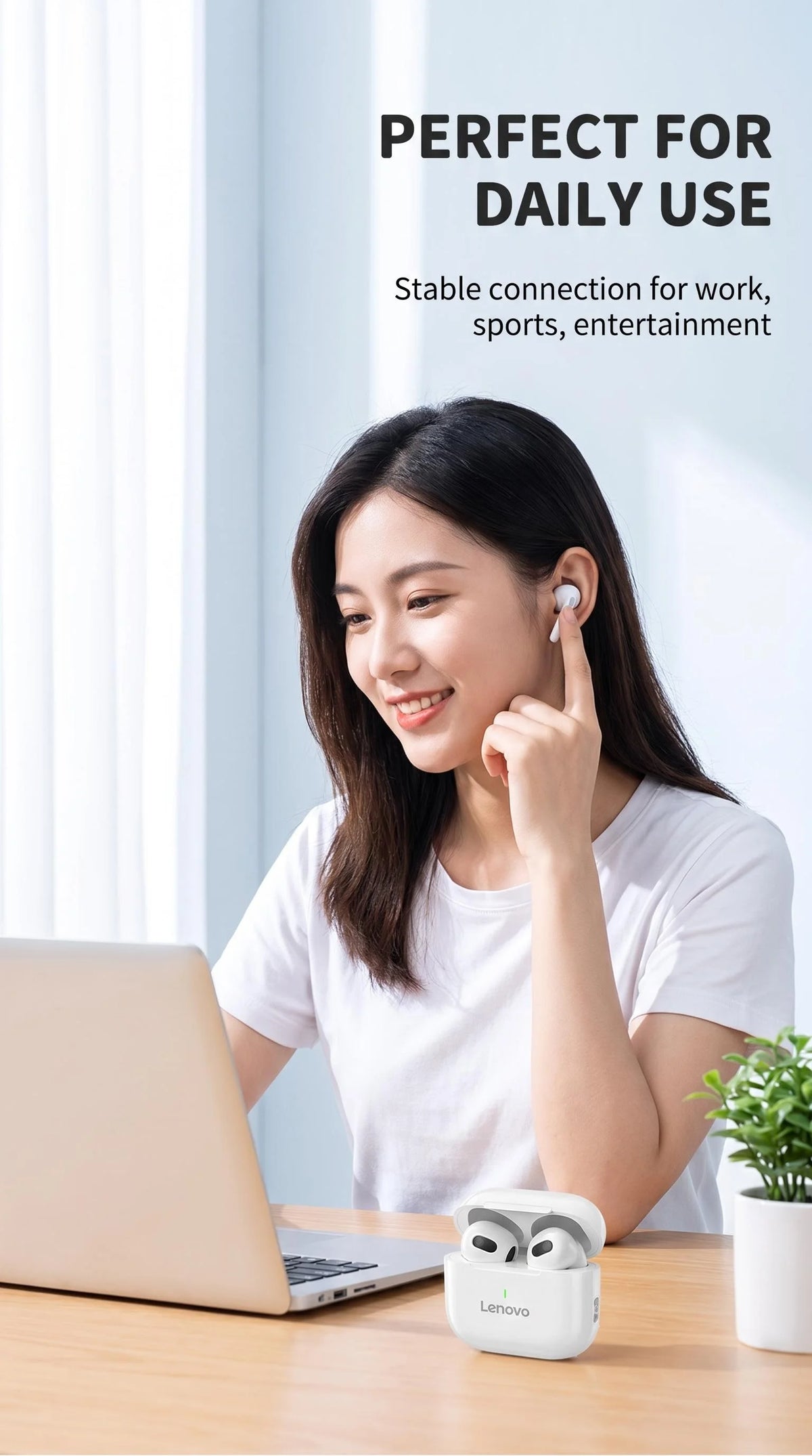 Original Lenovo A6 PRO TWS Wireless Earphone Bluetooth 5.0  HD Calls Touch Control Earbuds Gaming Headphones With Mic