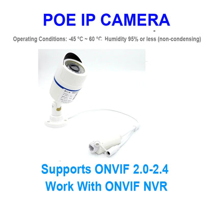 JIENUO 4K Poe Camera IP Outdoor Waterproof Security Surveillance Night Vision 4MP 5MP 8MP Onvif Audio CCTV Video HD Home Cam Net