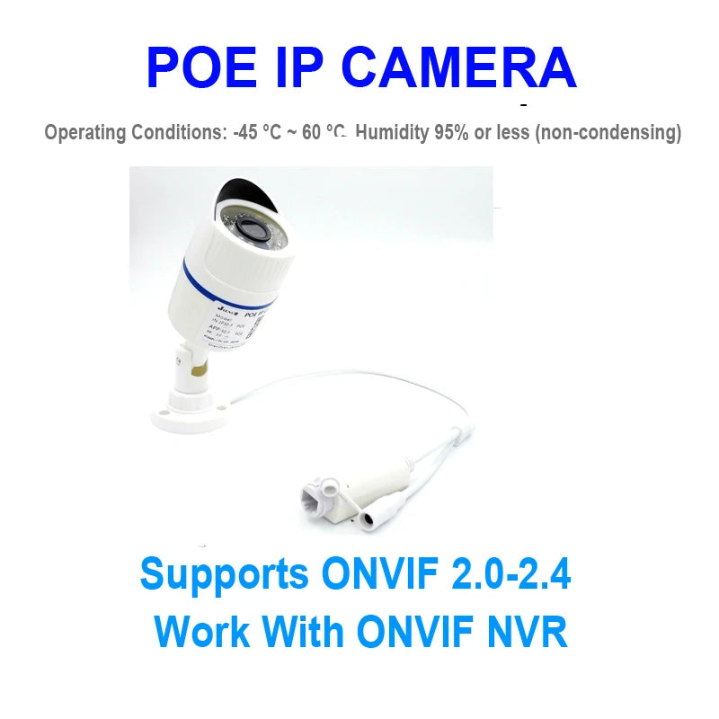 JIENUO 4K Poe Camera IP Outdoor Waterproof Security Surveillance Night Vision 4MP 5MP 8MP Onvif Audio CCTV Video HD Home Cam Net
