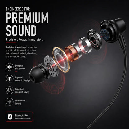 Bluetooth 5.4 Neckband Wireless Earbuds with Mic, 100H Standby Stereo Magnetic Sports Headphones for Running, Gym, Travel, Phone