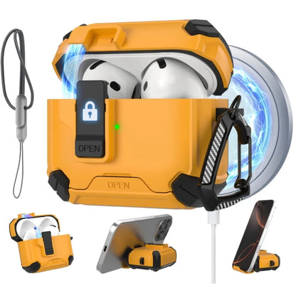 for AirPods 4/for AirPods Pro 3 Case Automatic Lock with MagSafe Phone Bracket Protective Case with Lanyard For AirPods Pro2/Pro