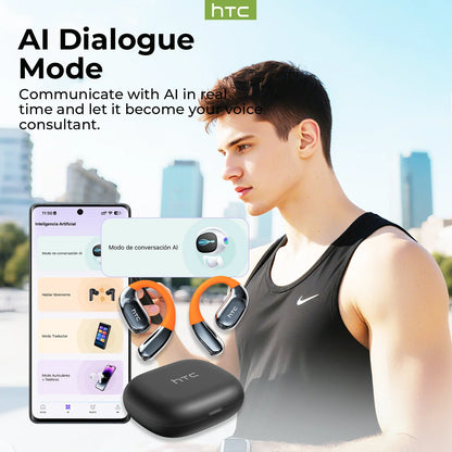 HTC NE12 Bluetooth Earphones AI Translator Earbuds OWS Sport Headphones  HD Call Wireless Headphones Glowing Earhook Longlife