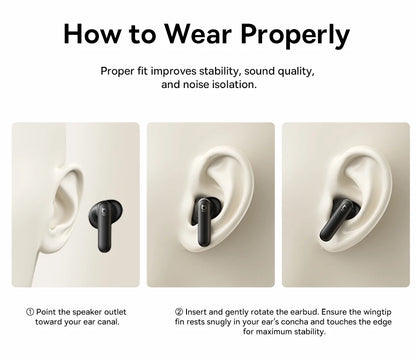 Baseus Bowie MS1 -55dB Adaptive ANC Earbuds Semi-In-Ear Wireless Bluetooth 6.0 Earphones Stable Fit Ear Hi-Res Audio Headphone