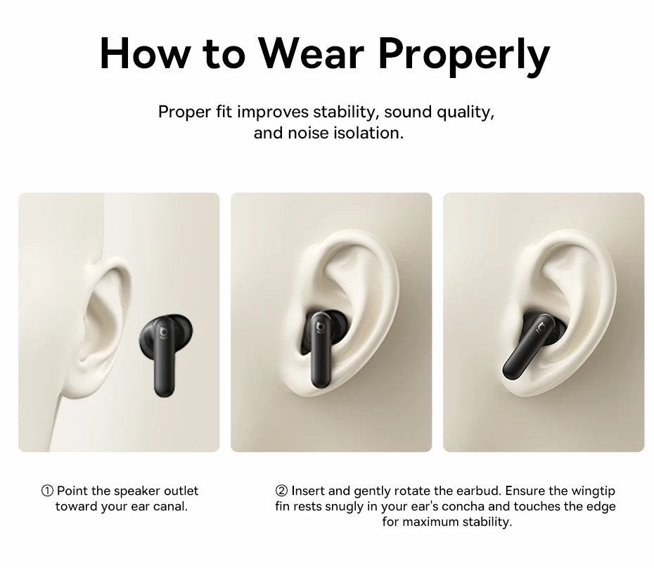 Baseus Bowie MS1 -55dB Adaptive ANC Earbuds Semi-In-Ear Wireless Bluetooth 6.0 Earphones Stable Fit Ear Hi-Res Audio Headphone