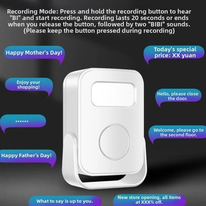 Infrared Sensor Intelligent Welcome Doorbell Recording Function Wireless Door Greeter Sensor Alarm Smart PIR Motion Detector