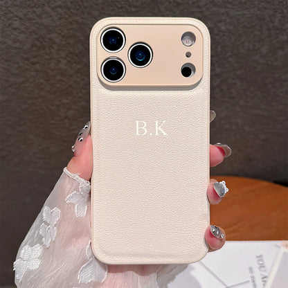 Personalized Luxury Customized Name 3D DIY Hot Engrave Faux Leather Phone Case For iPhone 17Pro Max 16 15 14 13 Pro Max Plus Air