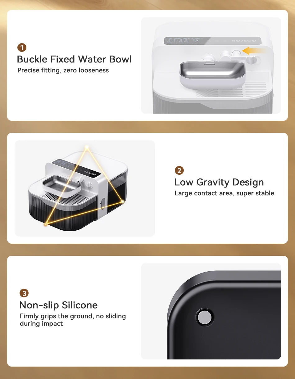 ROJECO Wireless Cat Water Fountain Smart Pet Water Dispenser for Cat 2000mAh Automatic Sewage Separation Cat Drinking Fountain