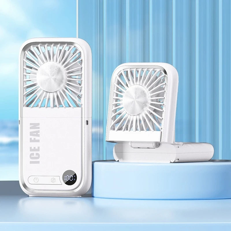 Summer Portable Ultra-thin Neck Small Fan F30 USB Charging Semiconductor Refrigeration Infinity Handheld Icing Fan