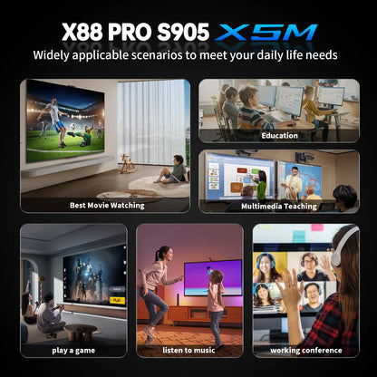 Amlogic S905A Quad Core Cortex A55 Android 14.0 8K 1000M LAN Wifi6 BT5.0 RAM 4GB ROM 64GB Game TV Stick Smart TV Box X88 PRO X5M