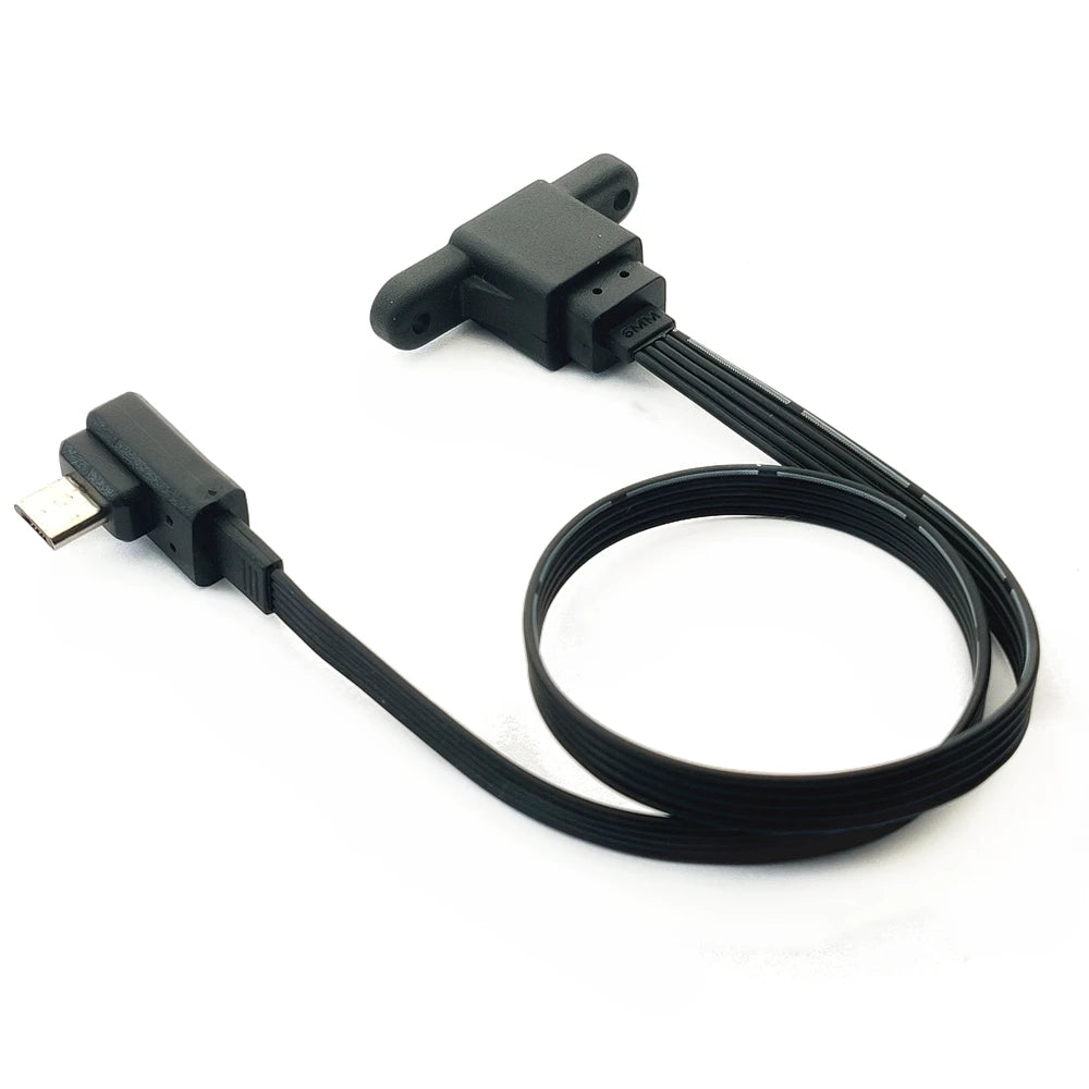 5CM 10CM 20CM MicroUSB panel mounting connector female Micro USB 5-pin.extension cable 30cm 50cm, with screw holes