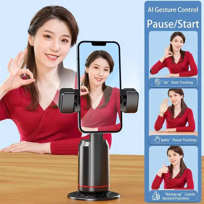FANGTUOSI 360° Rotation Gimbal Stabilizer Tripod Selfie Stick Desktop Face Tracking With Bluetooth Remote Shutter Light Holder