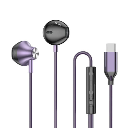 USB Type C Headphones HiFi Bass Stereo Volume Control Music 3.5mm Wired Earbuds With Mic For Galaxy S24 Ultra iPhone 15 Pro Max