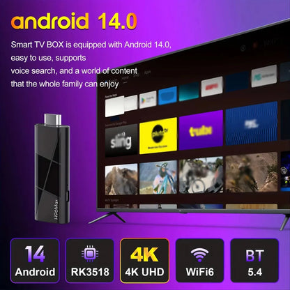2026 New H96 MAX RK3518 TV Stick Android14 4K TV Box Android Quad Core RAM WiFi6 BT5.4 2GB 8GB/16GB Smart TV Box Voice Remote