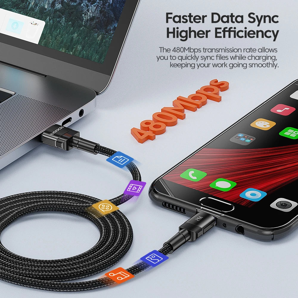 Toocki Micro USB Cable 2.4A Fast Charging Micro Data Cord For Samsung S6 S7 Redmi Note 4 For Headhpone Earphone iPad Micro USB
