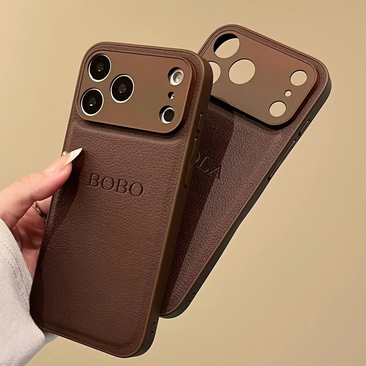 Personalized Luxury Customized Name 3D DIY Hot Engrave Faux Leather Phone Case For iPhone 17Pro Max 16 15 14 13 Pro Max Plus Air