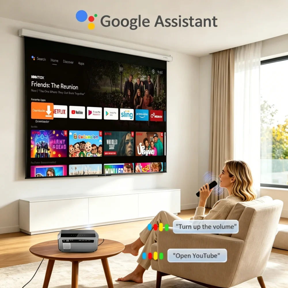CAIWEI A10R Google TV 4K Projector 4000 ANSI Full HD 1080P Android 14 Home Theater for Movies Auto Focus Portable Projector Beam