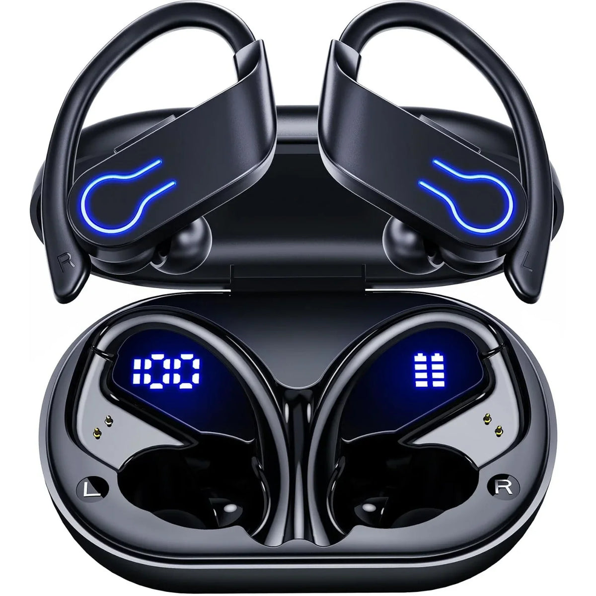 Wireless Earbuds,Bluetooth Sport Headphones,40H Playtime Earhook Headset,Wireless Earphone 6D Stereo HiFi Sound Noise Cancelling
