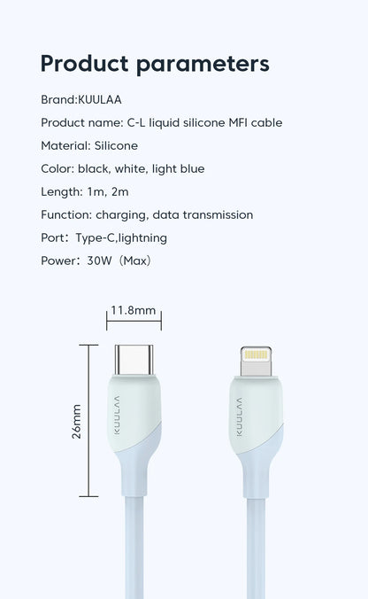KUULAA USB C to Lightning MFi Cable for iPhone Fast Charging Cable PD 30W USB Type C For iPhone 14 13 12 11 Pro Max X XS XR 8