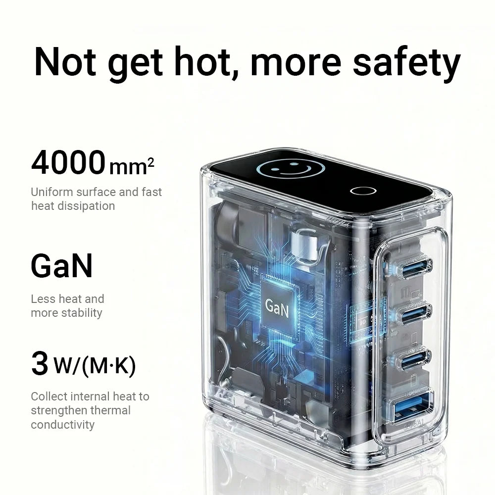 ACEFAST US Plug GaN 140W Fast Charging Phone Charger LED Display Screen For iPhone 17/16 Pro Max USB C USB A Wall Travel Adapter