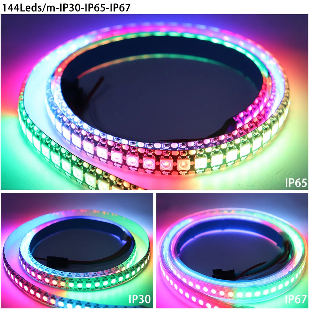 WS2811 WS2812B WS2813 WS2815 30/60/144Pixels/Leds/m 5050 RGBIC Smart LED Strip WS2812 Individually Addressable IC Light DC5V/12V