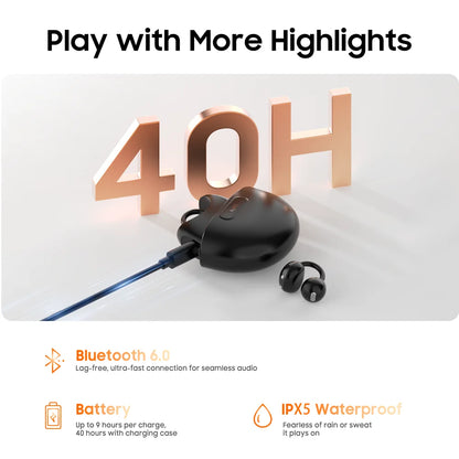IMIKI SP2 Open Ear Clip on Sports Super Bass Earbuds Wireless Bluetooth 6.0 Earphones OWS Running Headphones Waterproof Ear Buds
