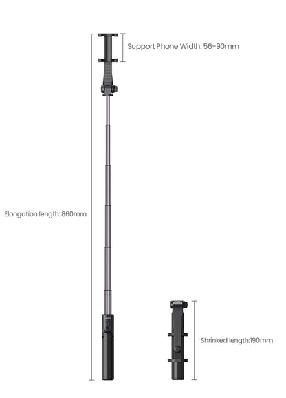 【New-in Sale】UGREEN Bluetooth Selfie Stick Tripod Stand 750mm Extended 10m Bluetooth Remote Shutter Universal For IOS Android