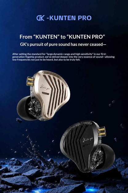 GK KUNTEN PRO HiFi In Ear Earphones Second Generation Dynamic Driver Long Stroke Bass Wired Headset For Music Audiophile
