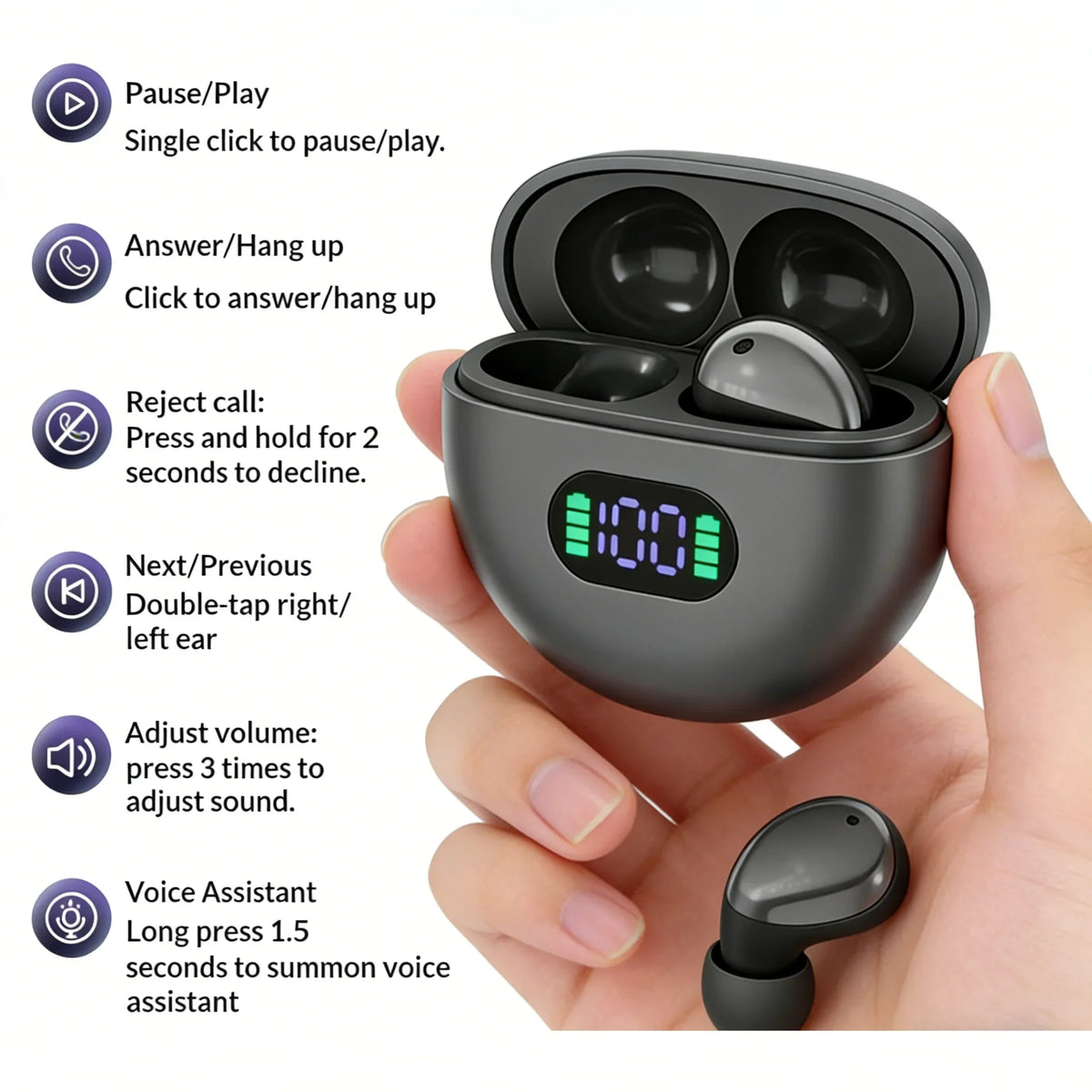 Low Latency Gaming Bluetooth Earbuds All-Day Comfort Long Battery Immersive Audio Built-In Mic Suitable for Travel and Workout