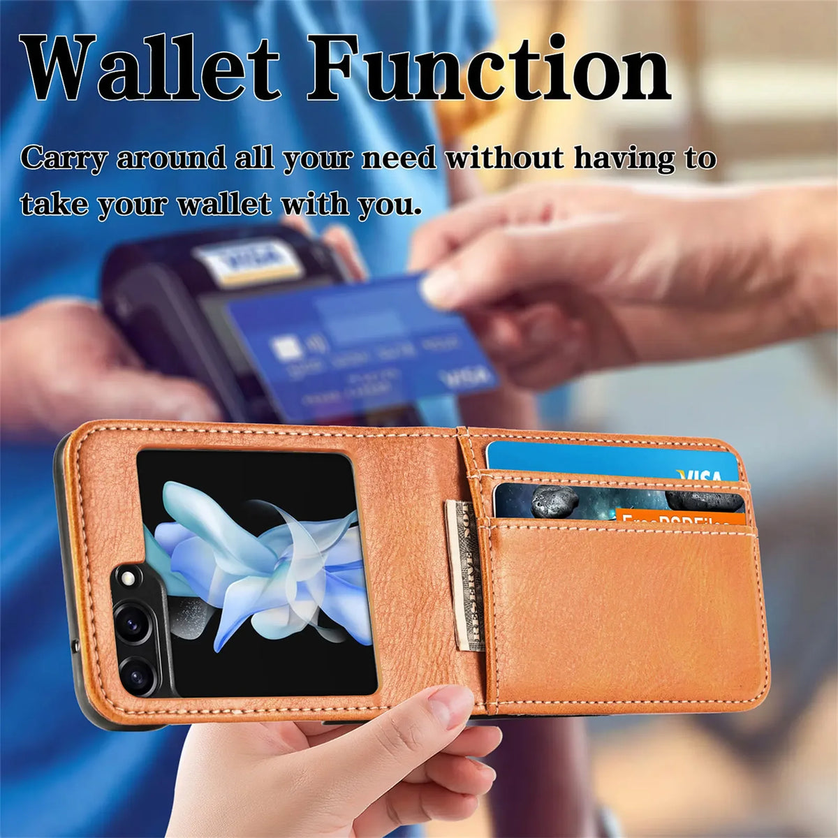 Luxury Card Holder Leather Phone Case For Samsung Galaxy Z Flip 8 7 FE 6 5 4 3 Flip8 Fold Wallet Photo Frame Business Back Cover