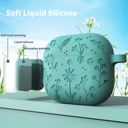2025 New Flora Engraved Case for AirPods 4 Cover Shock-Proof Protective Silicone flower with Keychain for Apple Airpods 4 Case