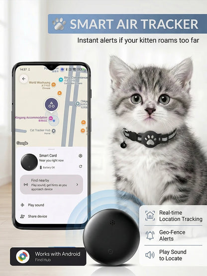 Smart Location Tag Works with Google Find Hub Android GPS Tracker With Cat Collar Item Finder Wallet Suitcase Pets Bag Luggage