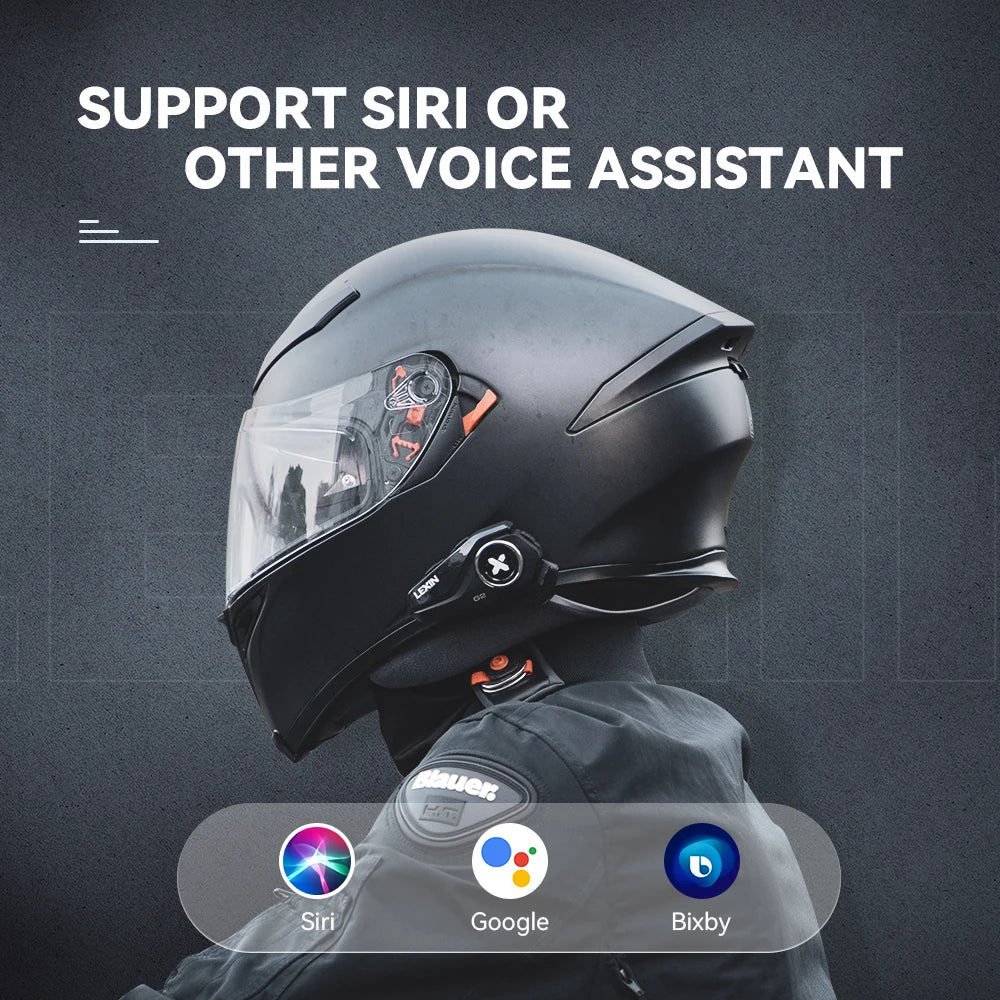 Lexin G2P Motorcycle Blutooth Intercom Helmet Bluetooth Headsets,Handsfree Communicator Up to 6 Riders Interphone with FM Radio
