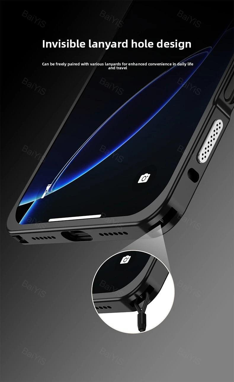 Luxury Metal Alloy Lens Protector Frame Phone Case For iPhone 18 17 16 15 14 13 Pro Max Plus Heat Dissipation Shockproof Cover