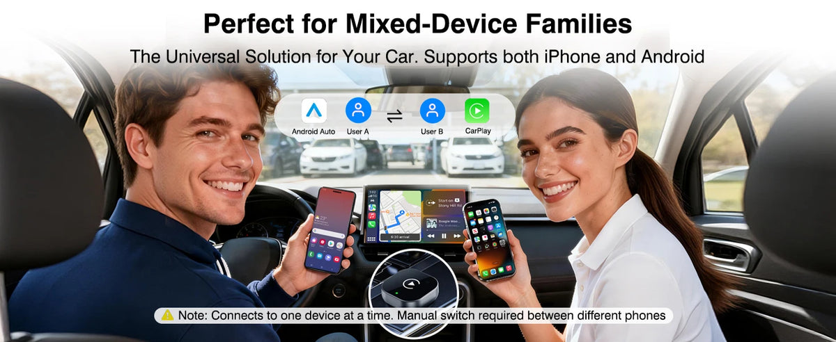 2026 Upgraded 2-in-1 Wireless CarPlay Adapter for iPhone & Android Auto, Plug and Play Wired to Wireless Dongle with Fast Auto-C