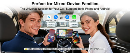 2026 Upgraded 2-in-1 Wireless CarPlay Adapter for iPhone & Android Auto, Plug and Play Wired to Wireless Dongle with Fast Auto-C
