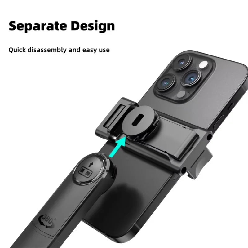 Selfie Stick Tripod Gimbal for Cell Phone 360° Auto-Rotation AI Tracking Stabilizer Shooting Quadrapod with Optional Fill Light