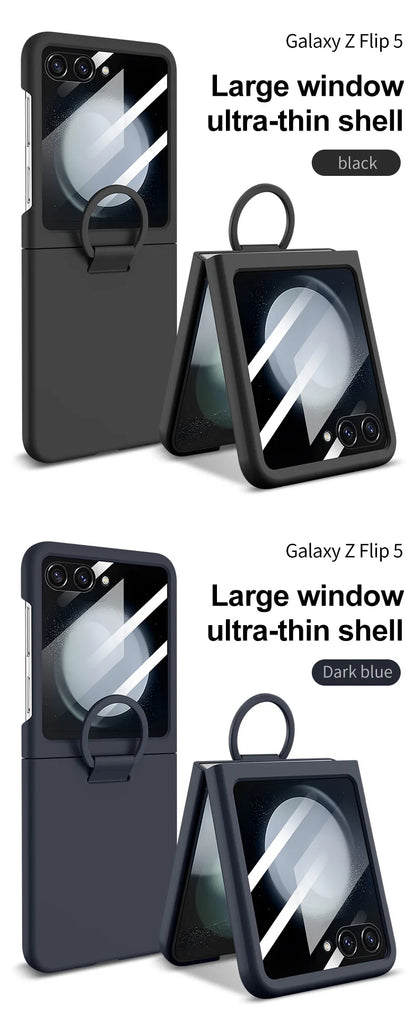 Hot Skin Feel Glass Case for Samsung Galaxy Z Flip 7 FE 6 5 5G Fold Business Fashion Cover Anti-knock Cases for Flip5 Flip6